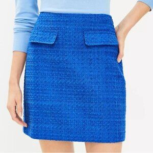 NWT Loft Blue Tweed Mini Shift Skirt Size 14